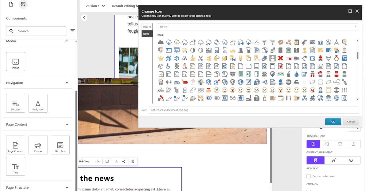 Icons for components